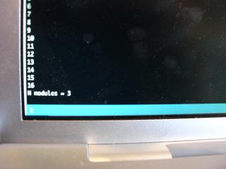 Arduino serial window showing the counting of modules